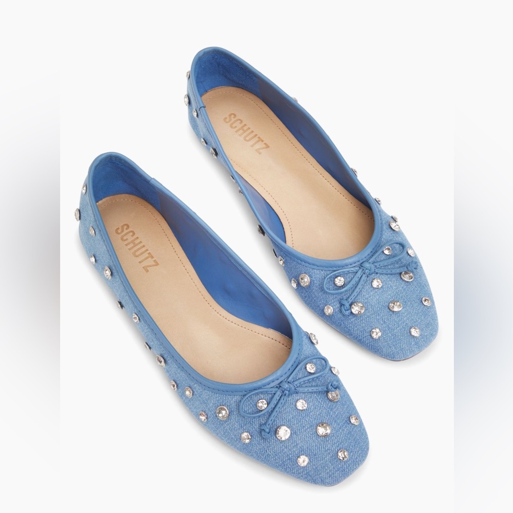 Schutz Arissa Shine Denim Ballet Flats